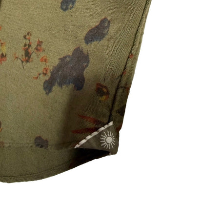GIANNETTO PORTOFINO CAMICIA UOMO COTONE E LINO VERDE CON FANTASIA FLOREALE