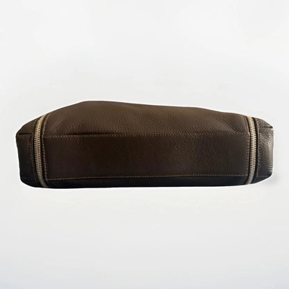 DELL’GA BORSA DA SPALLA VERA PELLE TECNICO MARRONE SCURO