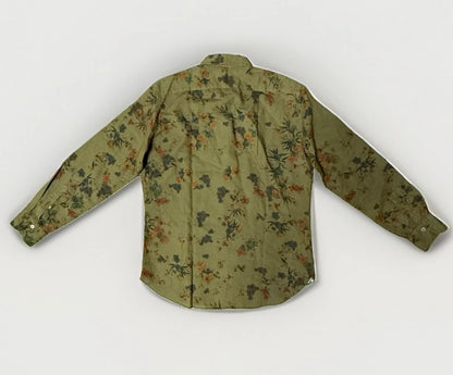GIANNETTO PORTOFINO CAMICIA UOMO COTONE E LINO VERDE CON FANTASIA FLOREALE