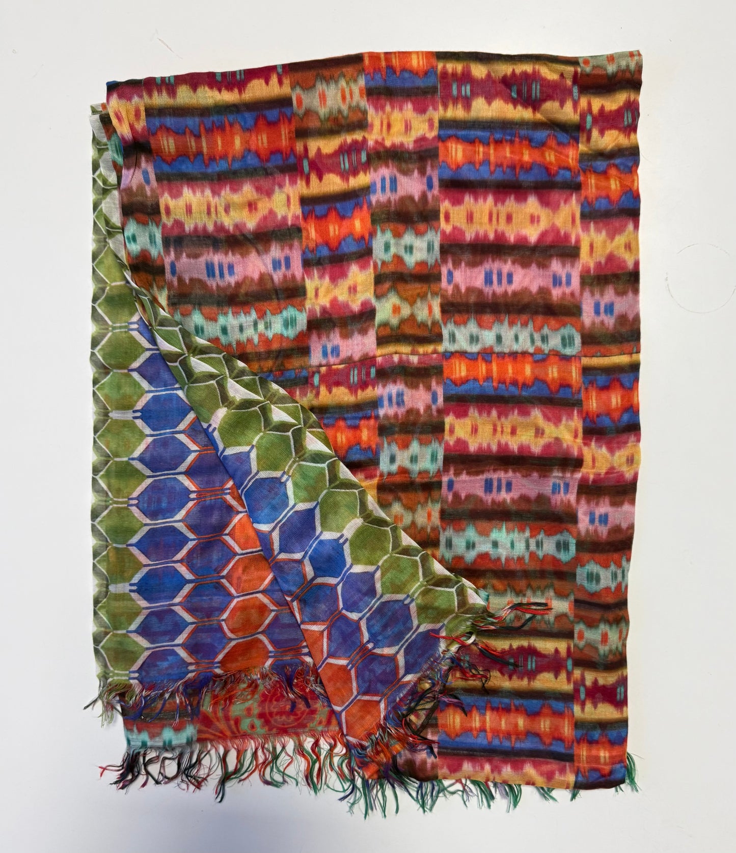 SCIARPA ARTIGIANALE REVERSIBILE MULTICOLORE