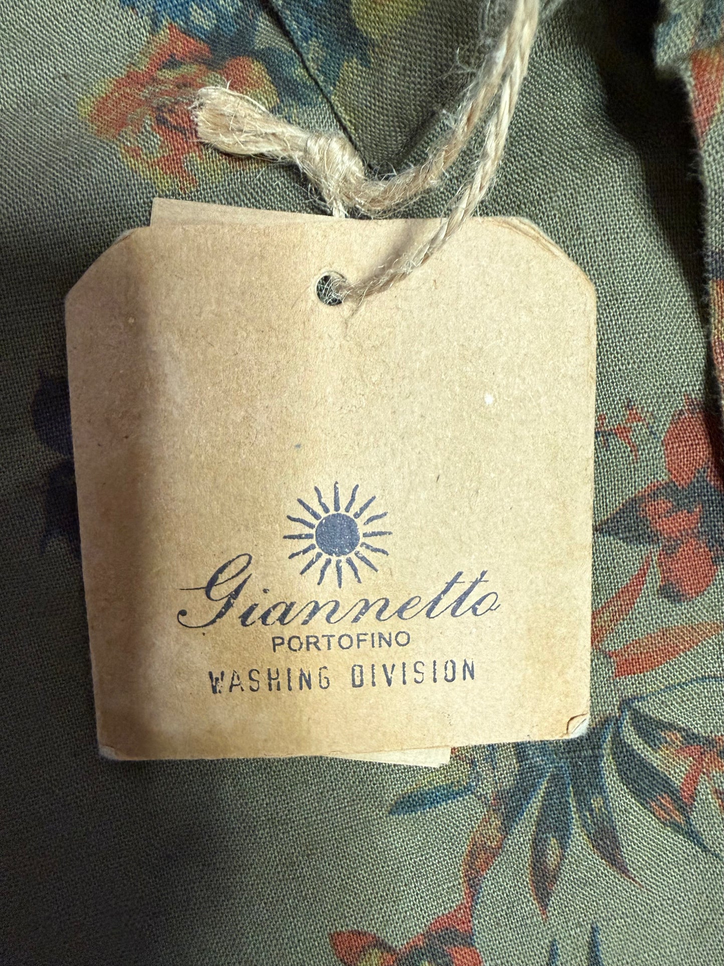 GIANNETTO PORTOFINO CAMICIA UOMO COTONE E LINO VERDE CON FANTASIA FLOREALE