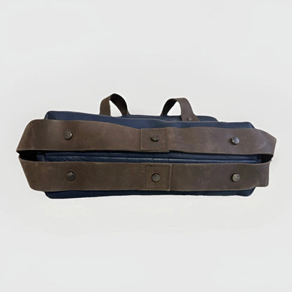 MUTH BORSA MOU SHOPPING BAG ARTIGIANALE VERA PELLE BLU