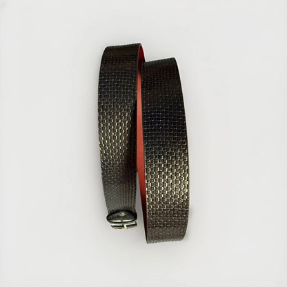 CINTURA ARTIGIANALE VERA PELLE STAMPA INTRECCIO BLU SCURO