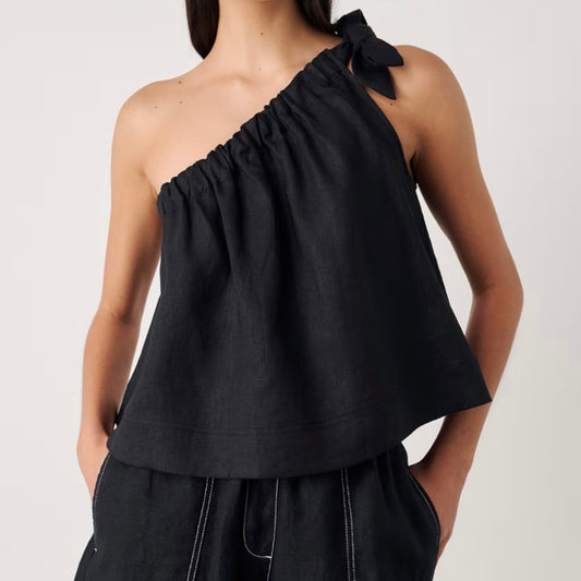 PEDRA NIGRA TOP MONOSPALLA DONNA LINO NERO