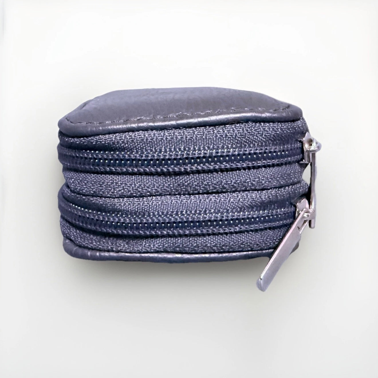 PORTACHIAVI DOPPIO ARTIGIANALE VERA PELLE BLU