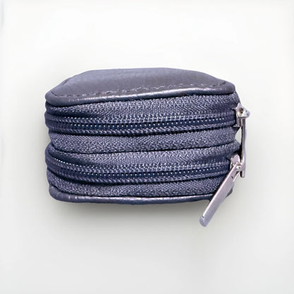 PORTACHIAVI DOPPIO ARTIGIANALE VERA PELLE BLU