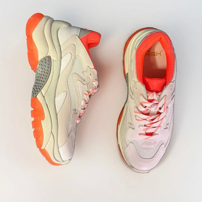 ASH ADDICT SNEAKER DONNA NAPPA E RETE BIANCO E ARANCIONE FLUO