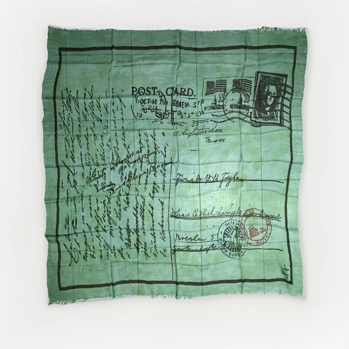 ROCKS ITALY SCIARPA UNISEX VERDE FANTASIA CARTOLINA VINTAGE