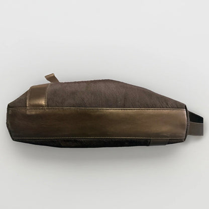 DELL’GA BORSA TRACOLLA IN TESSUTO E PELLE NERA