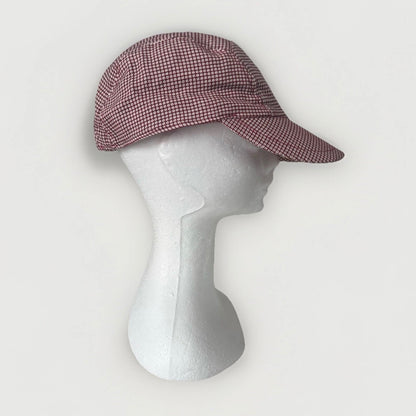 BORSALINO CAPPELLO BERRETTO TESSUTO BASEBALL QUADRATI BIANCO E ROSSO UNISEX