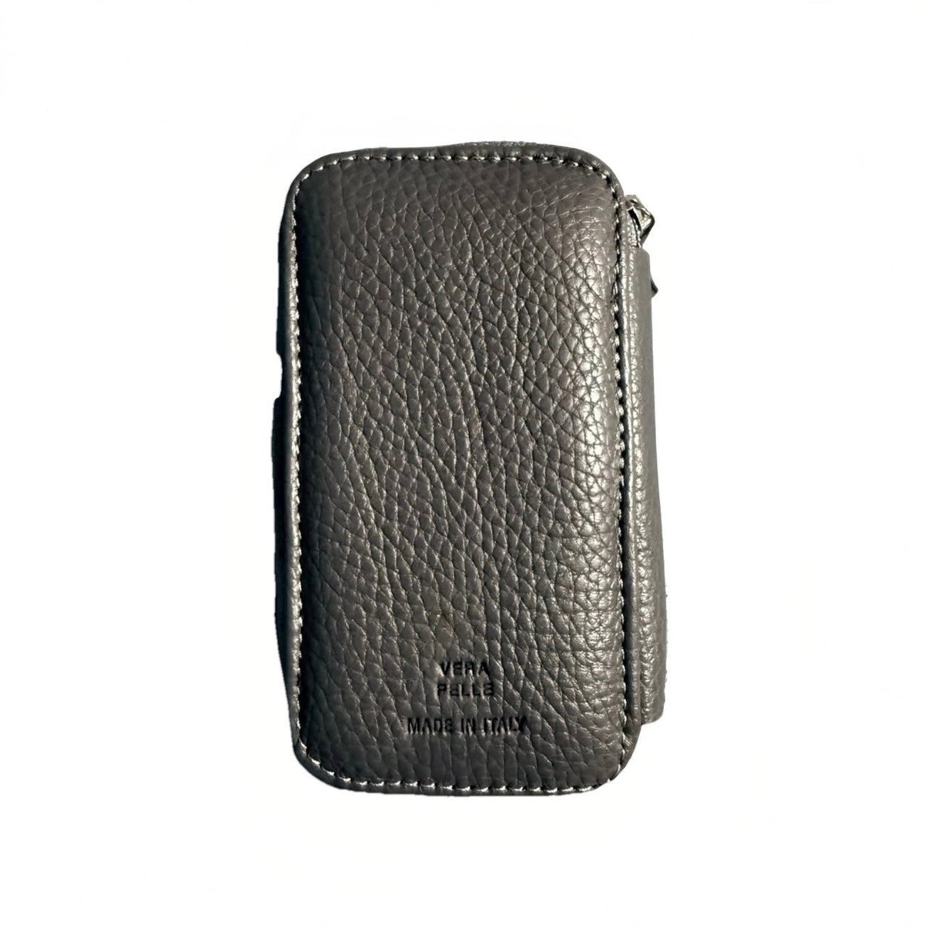 PORTACHIAVI DOPPIO ARTIGIANALE VERA PELLE GRIGIO