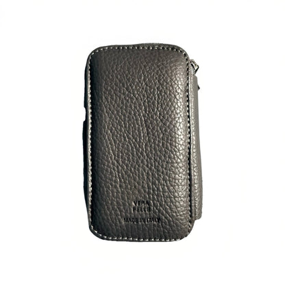 PORTACHIAVI DOPPIO ARTIGIANALE VERA PELLE GRIGIO