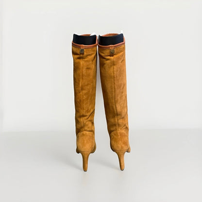 STUART WEITZMAN STIVALI PELLE SCAMOSCITA MARRONE OCRA