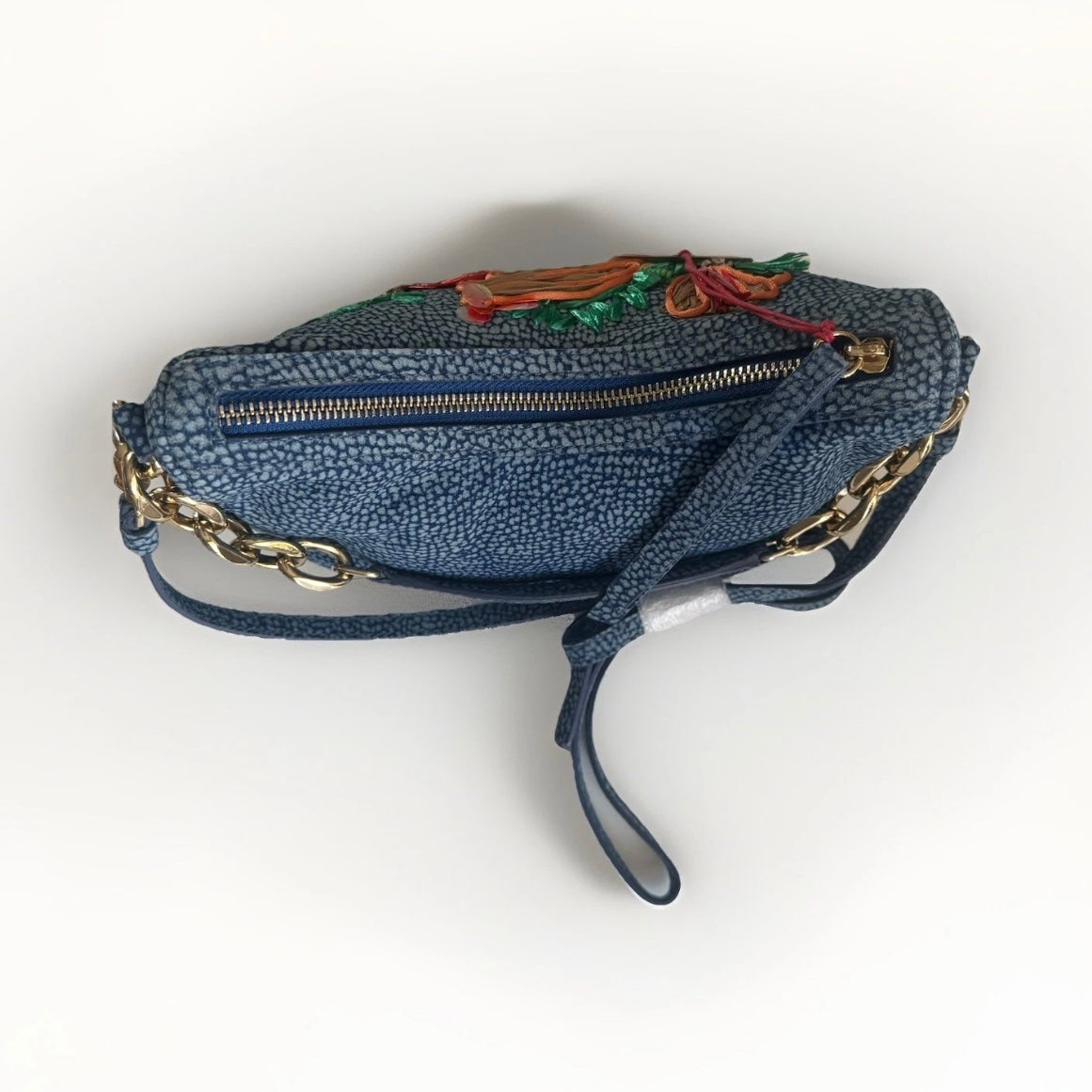 BORBONESE BORSA LUNA MAR A MANO/ TRACOLLA PELLE TAPIRO BLU