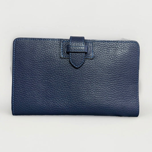 PORTAFOGLIO ARTIGIANALE DONNA PELLE BLU