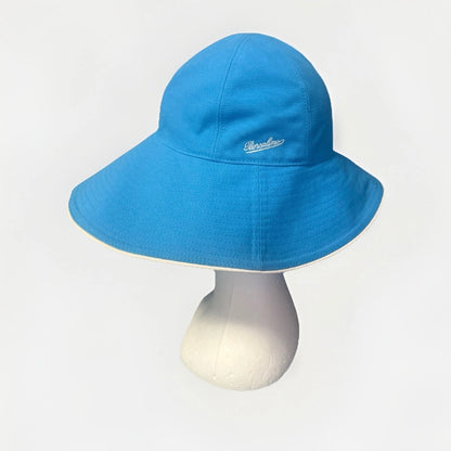 BORSALINO CAPPELLO CLOCHE A SEI SPICCHI COTONE AZZURRO
