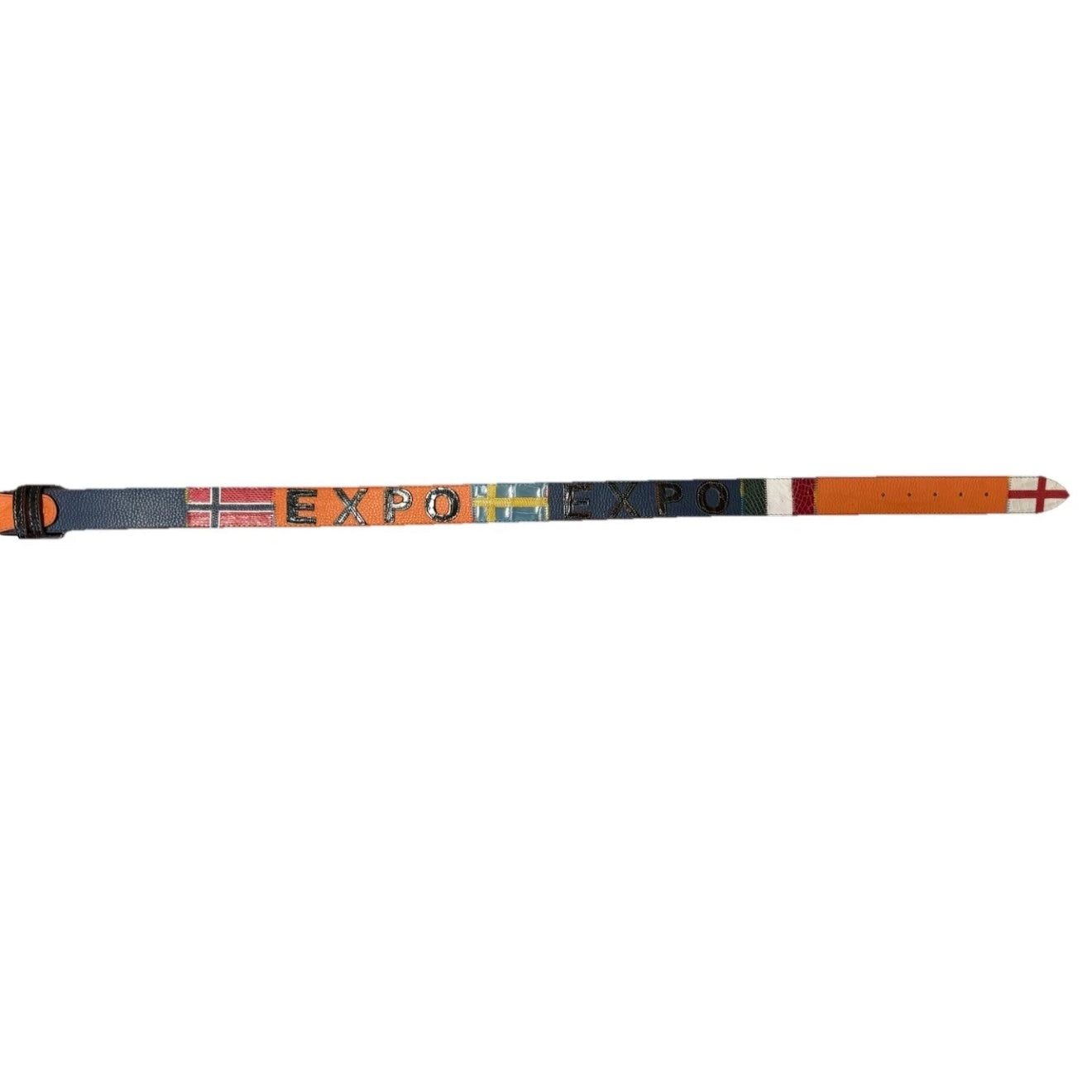 CINTURA PATCHWORK UNISEX BANDIERE DEL MONDO IN PELLE E VERO COCCODRILLO