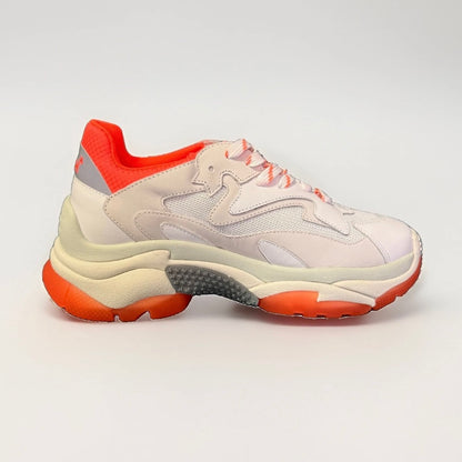 ASH ADDICT SNEAKER DONNA NAPPA E RETE BIANCO E ARANCIONE FLUO