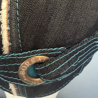 BORSALINO CAPPELLO COPPOLA BECCO D'OCA NERO TURCHESE