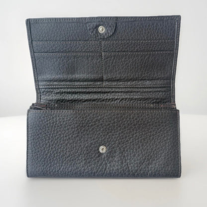 PORTAFOGLIO ARTIGIANALE VERA PRLLE MARTELLATA MARRONE SCURO