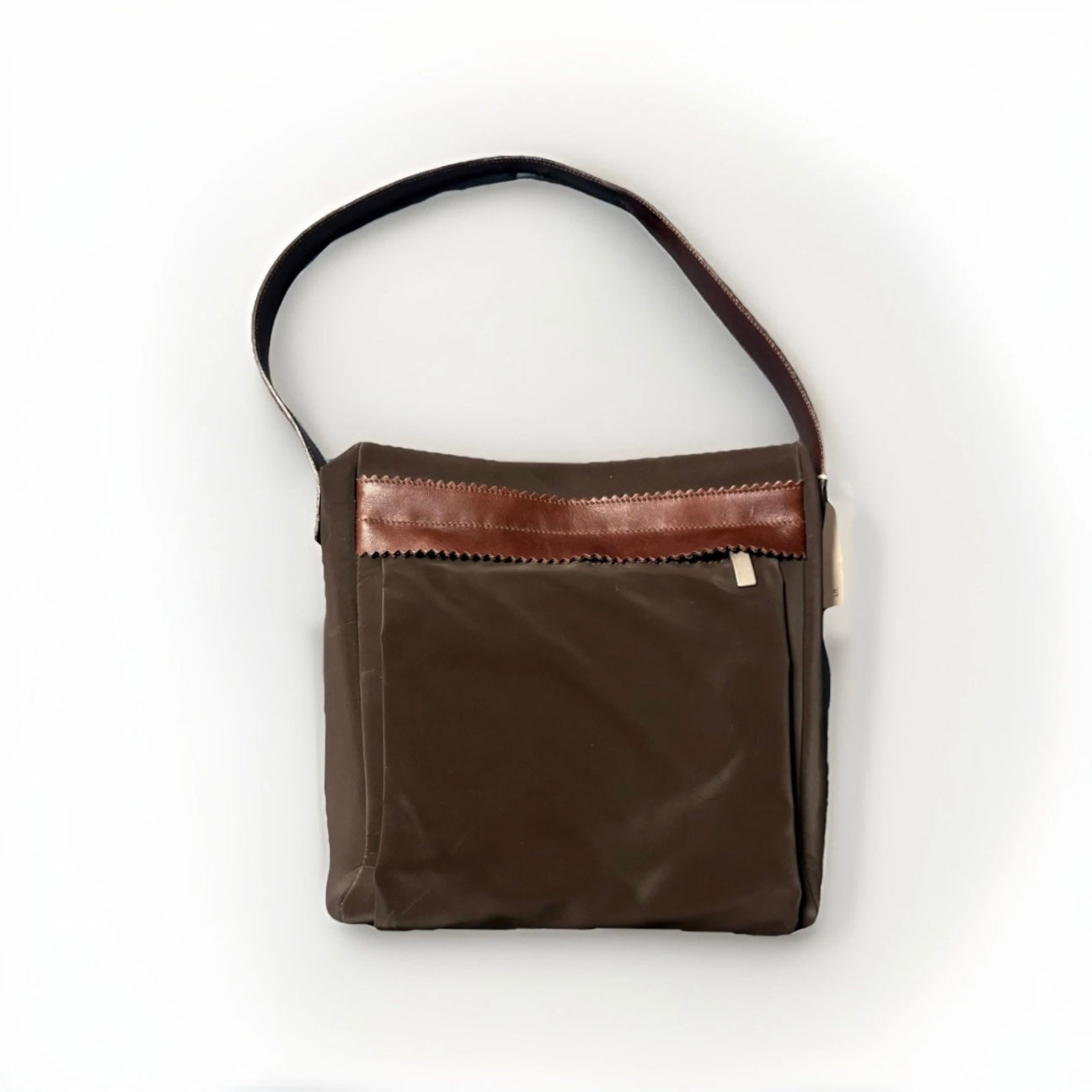 DELL’GA BORSA DA SPALLA TESSUTO TECNICO E PELLE