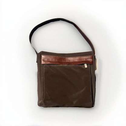 DELL’GA BORSA DA SPALLA TESSUTO TECNICO E PELLE