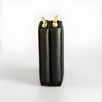 PORTACHIAVI DOPPIO ARTIGIANALE VERA PELLE NERO