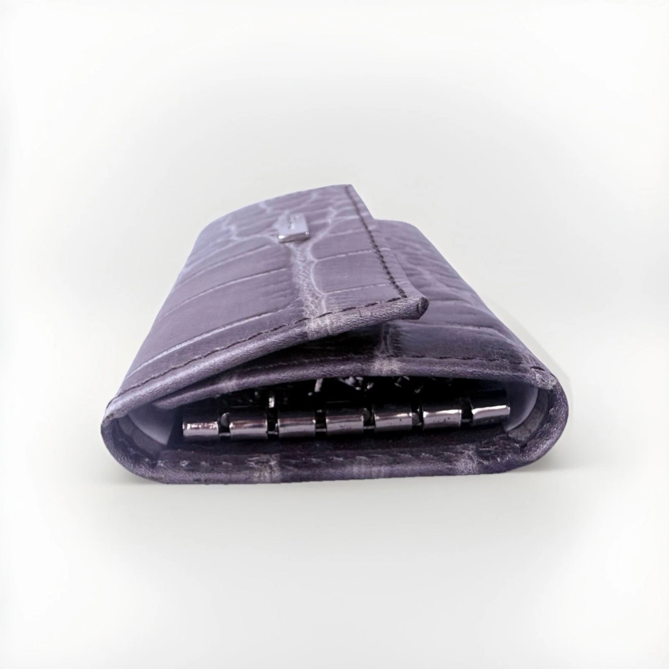 NANNINI PORTA CHIAVI DONNA IN PELLE STAMPA COCCO GRIGIO ANTRACITE