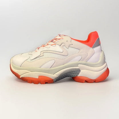 ASH ADDICT SNEAKER DONNA NAPPA E RETE BIANCO E ARANCIONE FLUO
