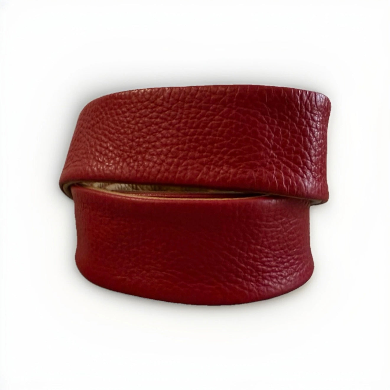 CINTURA ARTIGIANALE VERA PELLE REVERSIBILE MARRONE/ROSSO