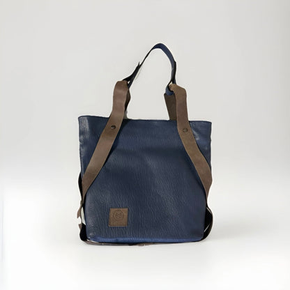 MUTH BORSA MOU SHOPPING BAG ARTIGIANALE VERA PELLE BLU