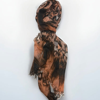 SCIARPA ARTIGIANALE DONNA STAMPA ANIMALIER LEOPARDATA
