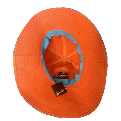 BORSALINO CAPPELLO CLOCHE A SEI SPICCHI COTONE ARANCIONE