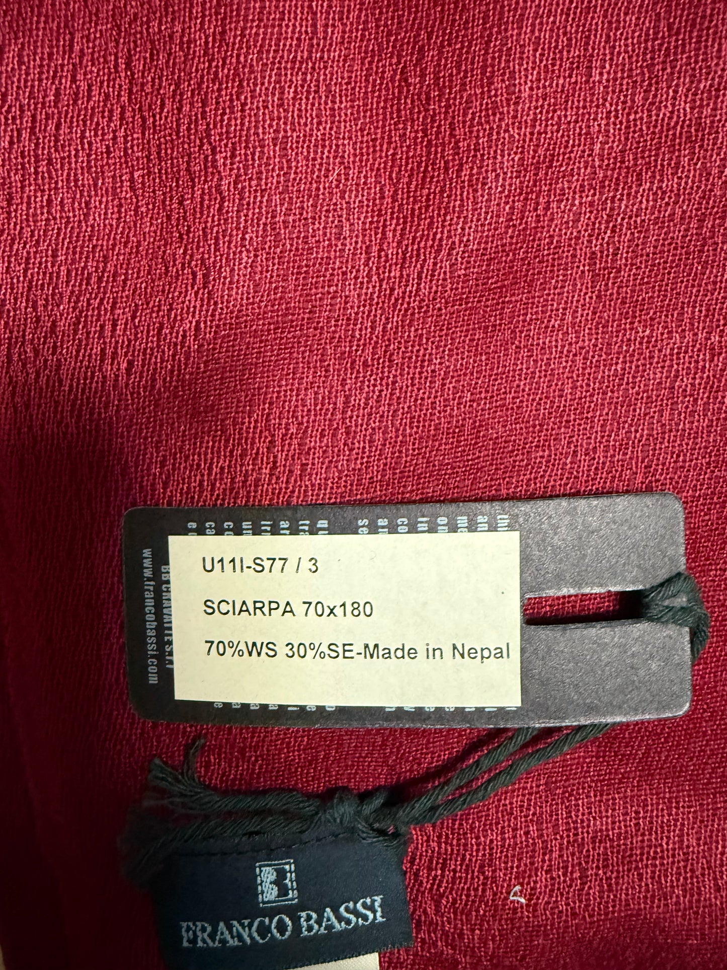 FRANCO BASSI SCIARPA UNISEX BORDEAUX CACHEMIRE E SETA