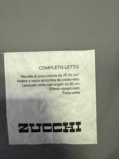 ZUCCHI COMPLETO LENZUOLA IN PERCALLE STROPICCIATO UNA PIAZZA GRIGIO