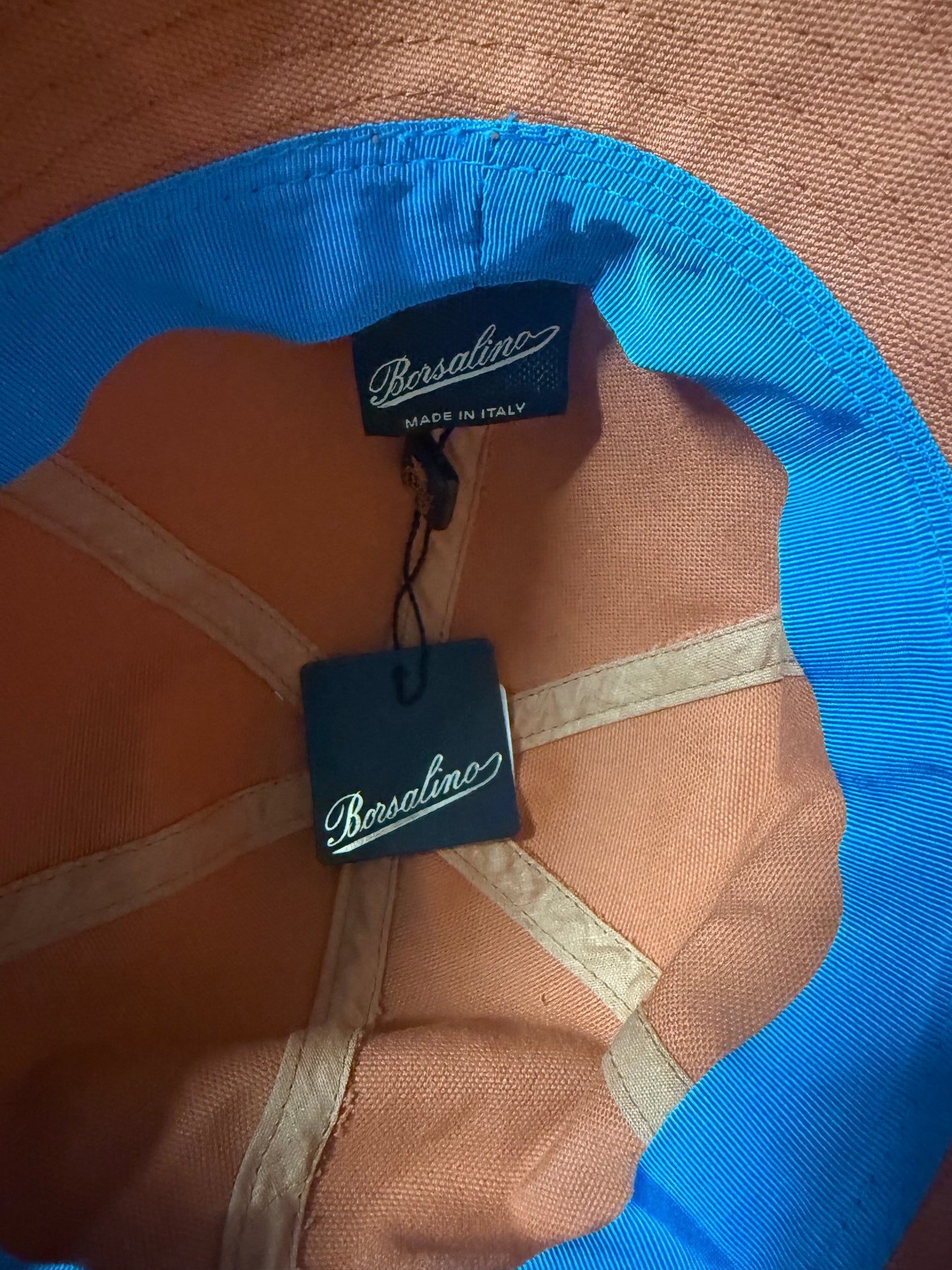 BORSALINO CAPPELLO CLOCHE A SEI SPICCHI COTONE ARANCIONE
