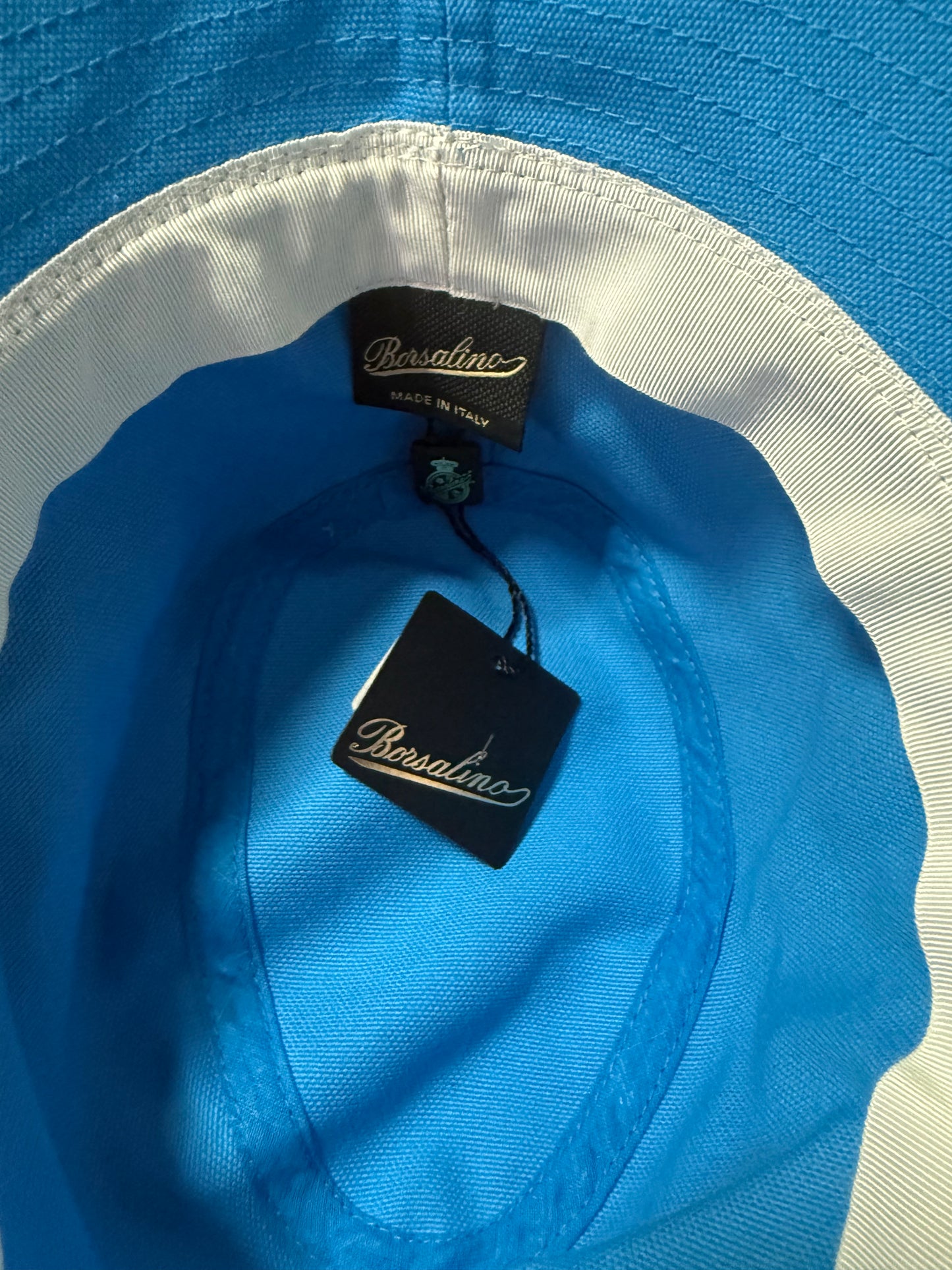 BORSALINO CAPPELLO BUCKET A SEI SPICCHI COTONE AZZURRO