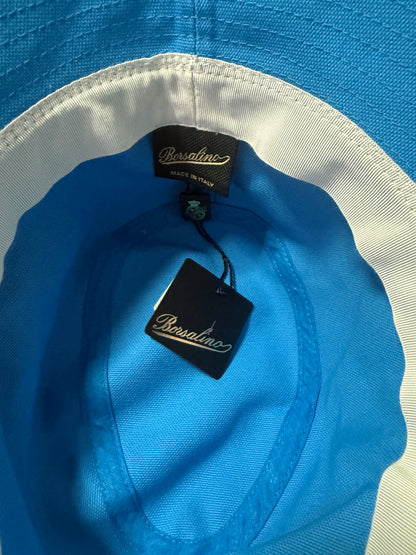 BORSALINO CAPPELLO BUCKET A SEI SPICCHI COTONE AZZURRO