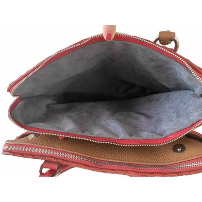BORSA ARTIGIANALE  VERA PELLE INTRECCIATA ROSSA