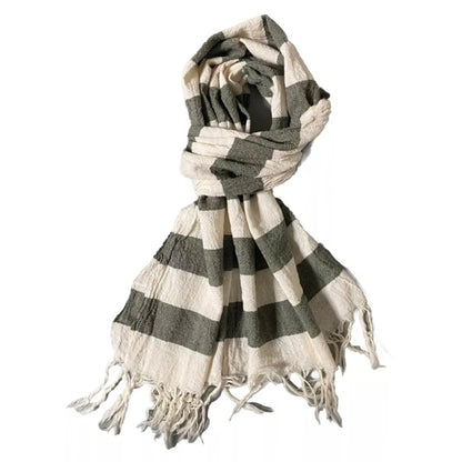 DONDUP SCIARPA COTONE BIANCO VERDE UNISEX