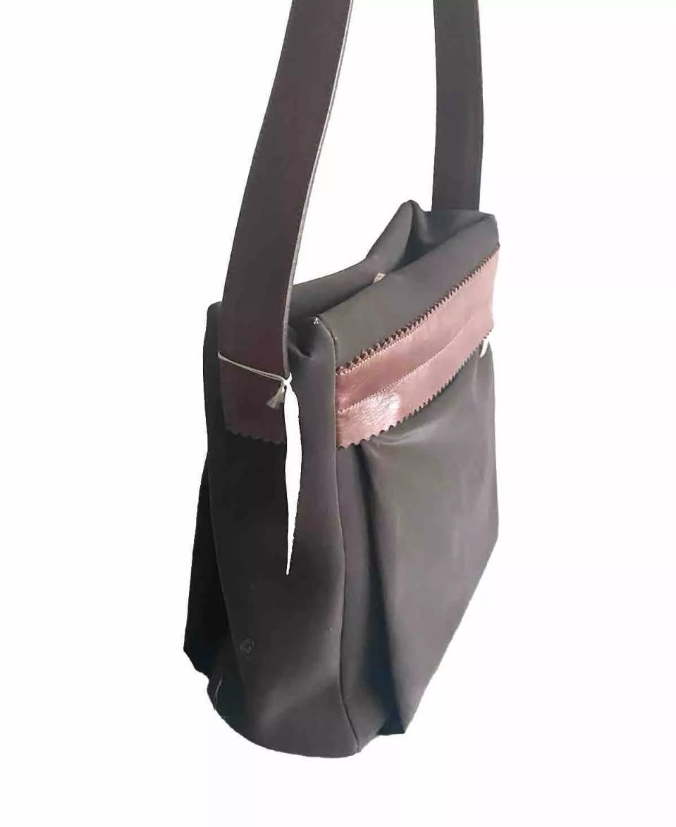 DELL’GA BORSA DA SPALLA TESSUTO TECNICO E PELLE
