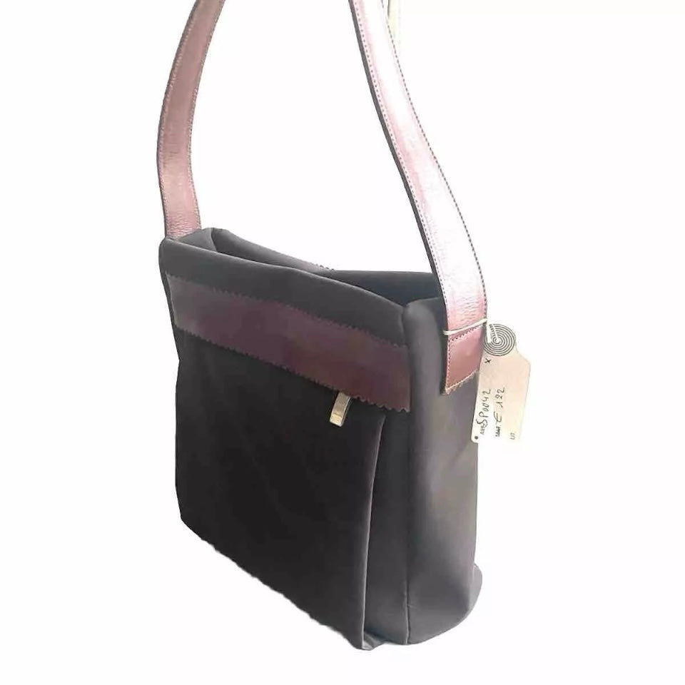DELL’GA BORSA DA SPALLA TESSUTO TECNICO E PELLE