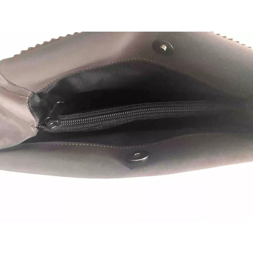 DELL’GA BORSA DA SPALLA TESSUTO TECNICO E PELLE