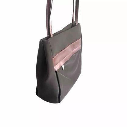 DELL’GA BORSA DA SPALLA TESSUTO TECNICO E PELLE MARRONE