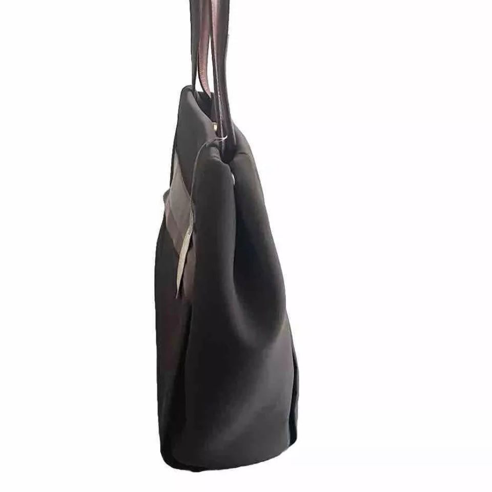 DELL’GA BORSA DA SPALLA TESSUTO TECNICO E PELLE MARRONE
