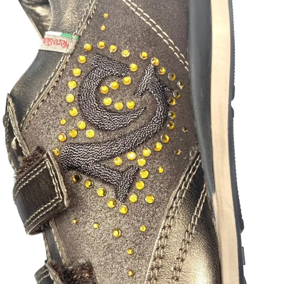 NEROGIARDINI SNEAKERS BIMBA IN PELLE DELAVATO BRONZO