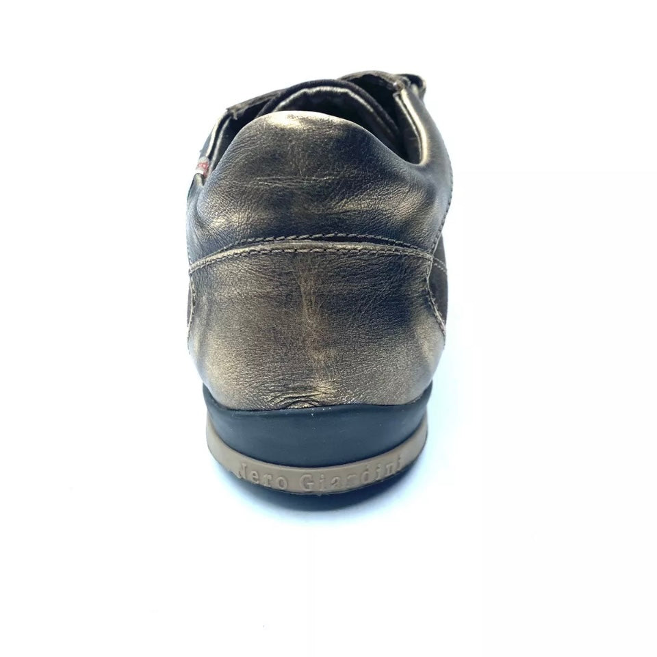 NEROGIARDINI SNEAKERS BIMBA IN PELLE DELAVATO BRONZO