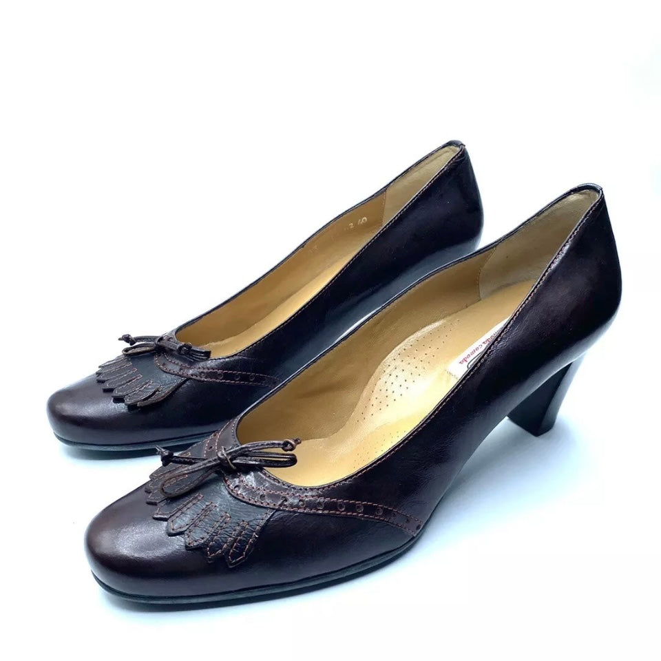 VALLEVERDE DÉCOLLETÉ IN PELLE MARRONE