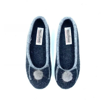 VALLEVERDE CIABATTA NERA IN PANNO ANTRACITE