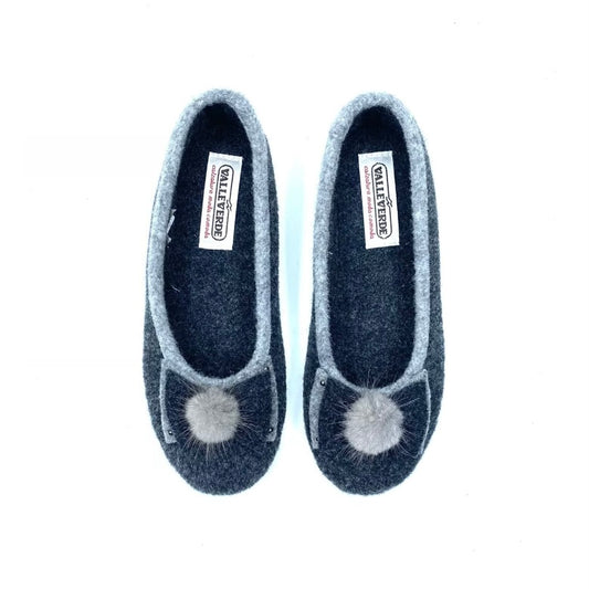 VALLEVERDE CIABATTA NERA IN PANNO ANTRACITE